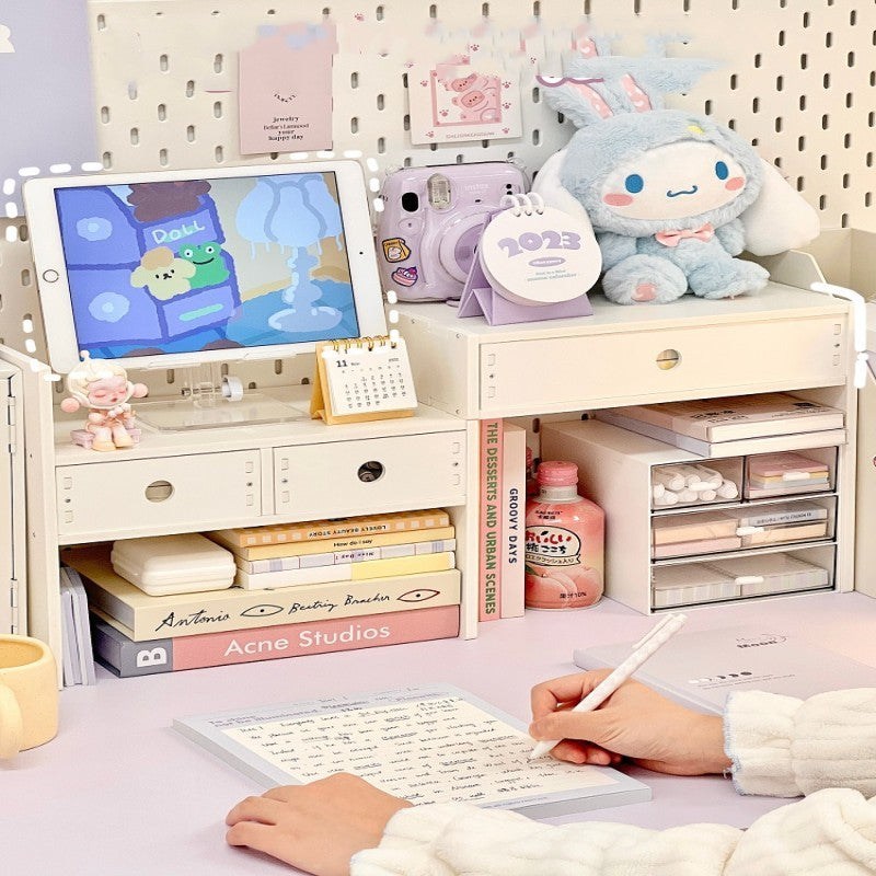 Desktop Combination Shelf Book Stand Student Desktop Book Display Shelf Drawer Type