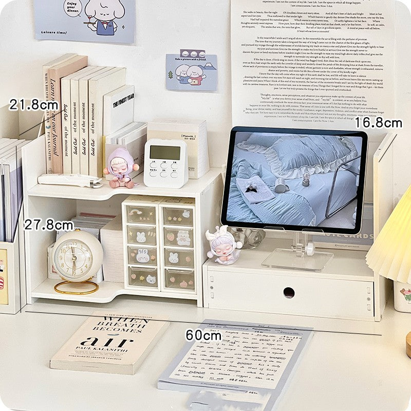 Desktop Combination Shelf Book Stand Student Desktop Book Display Shelf Drawer Type