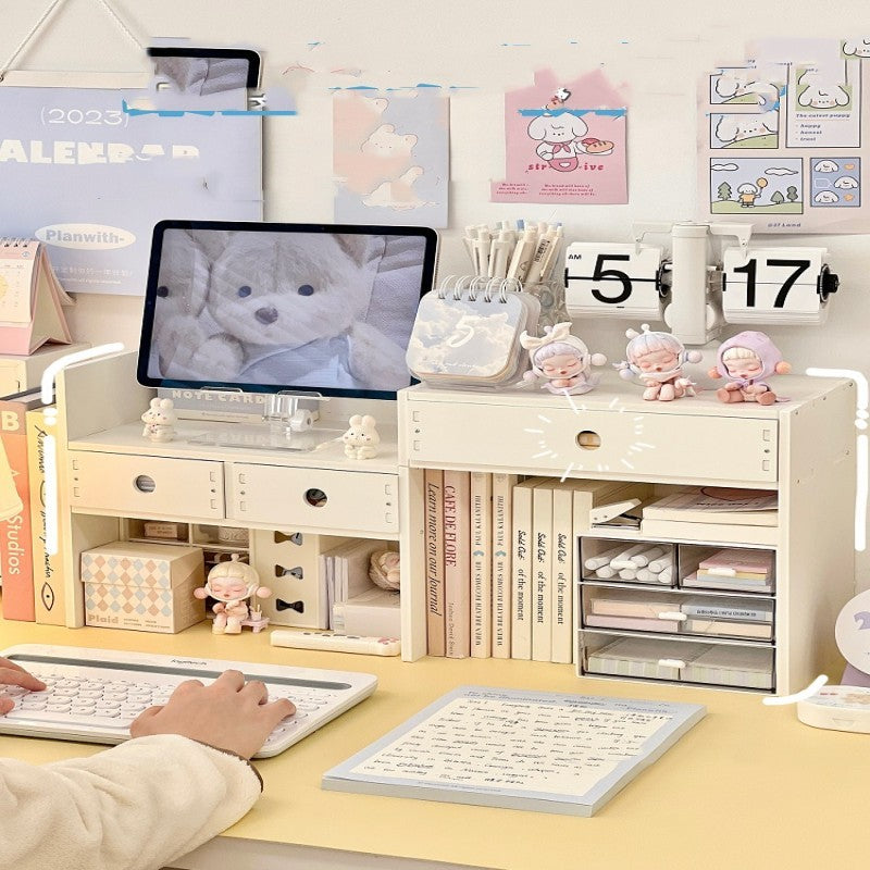 Desktop Combination Shelf Book Stand Student Desktop Book Display Shelf Drawer Type
